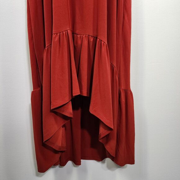 Emma & Michele Women Maxi Dress Medium Red Empire Waist Sleeveless V Neck Hi Low - Picture 5 of 10